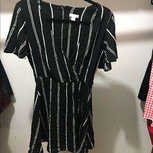 Xhilaration small black striped wrap dress